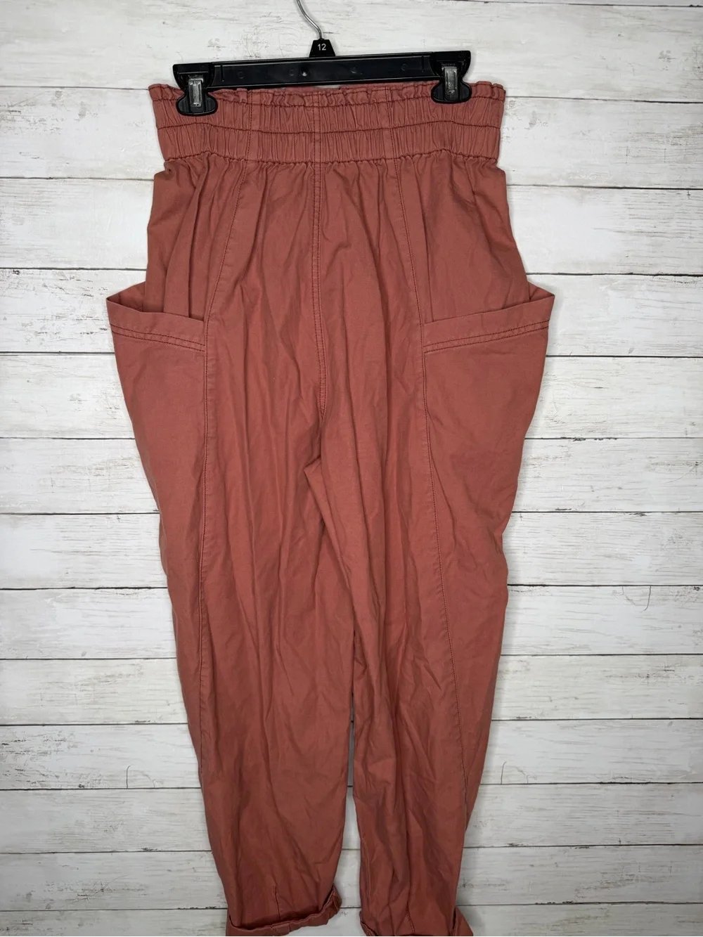 Free People Women’s Ready to Run Cinch-Waist Pants Pink Mauve Blush Small